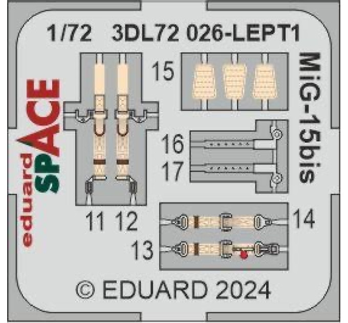 3D декаль МіГ-15БІС 1/72 SPACE Eduard 3DL72026
