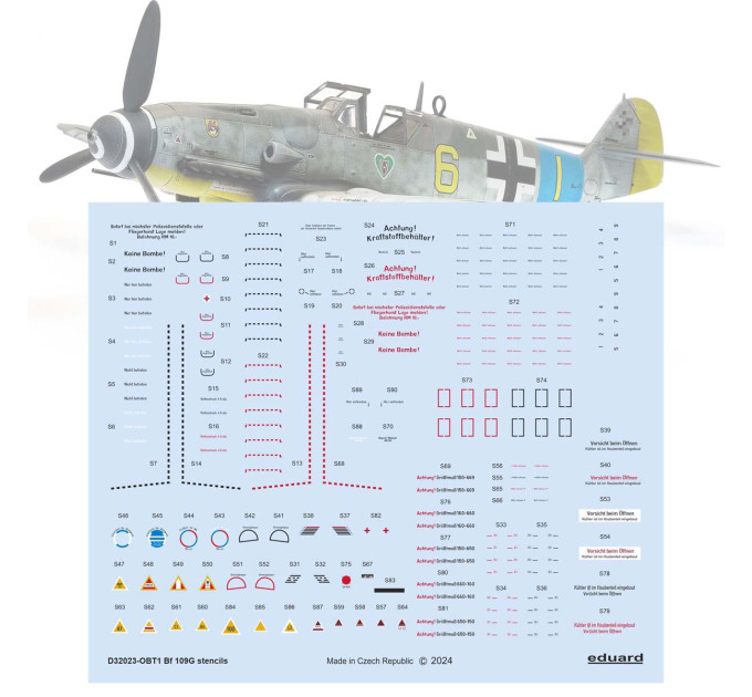 Декаль Bf 109G 1/32 тех.написи Eduard D32023