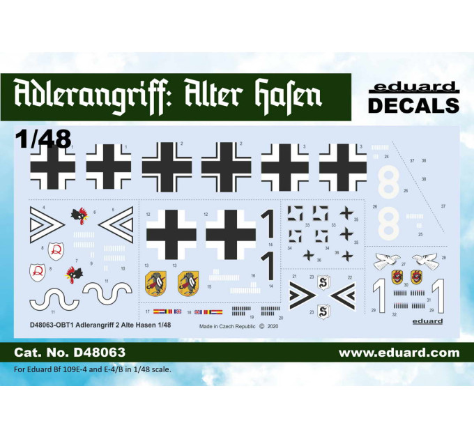 Декаль ADLERANGRIFF: Alte Hasen 1/48 Eduard D48063