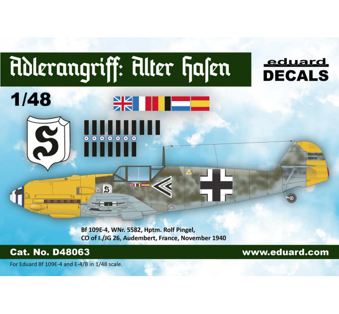 Декаль ADLERANGRIFF: Alte Hasen 1/48 Eduard D48063