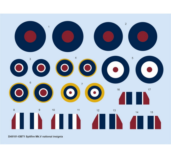 Декаль Spitfire Mk. V 1/48 нац.позначення Eduard D48101