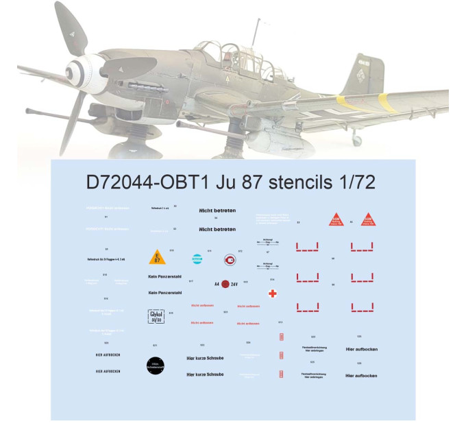 Декаль Ju 87 1/72 тех.написи Eduard D72044