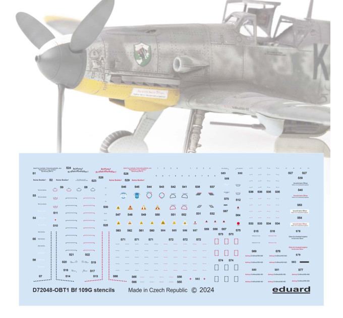 Декаль Bf 109G 1/72 тех.написи Eduard D72048
