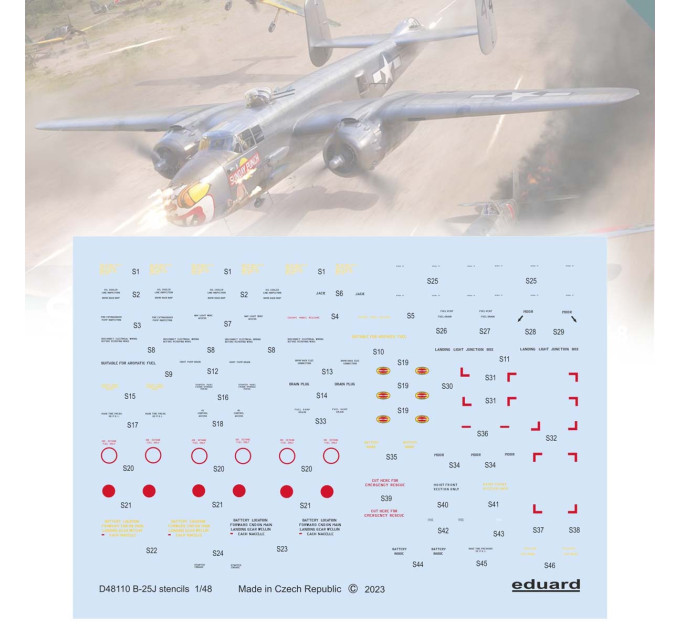 Декаль B-25J 1/48 тех.написи Eduard D48110