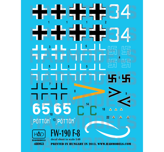 Декаль Fw 190F-8 1/48 частина 1 HADmodels 48063