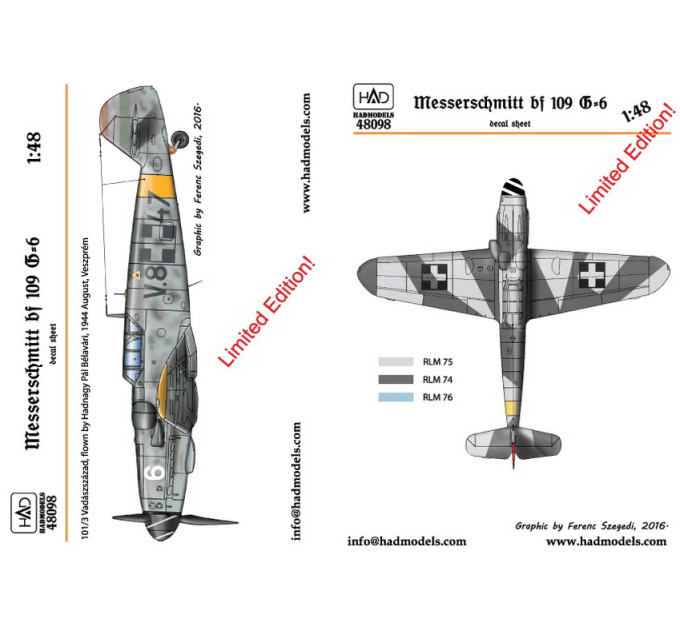 Декаль Bf 109G-6 1/48 частина 1 HADmodels 48098