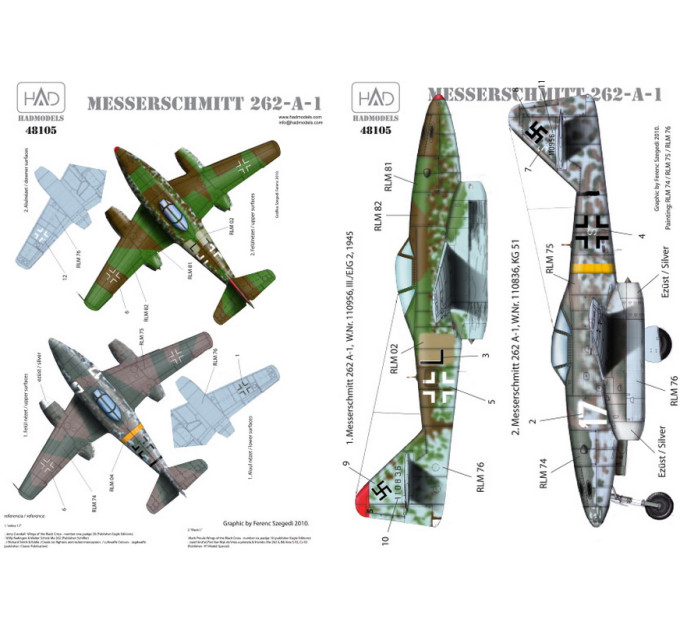 Декаль Me 262A-1 1/48 HADmodels 48105