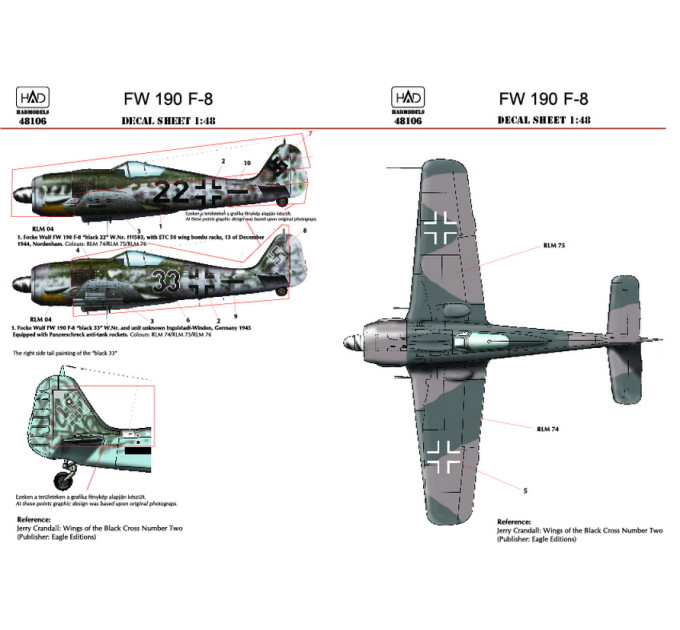 Декаль Fw 190F-8 1/48 частина 3 HADmodels 48106