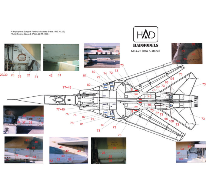 Декаль МіГ-23 1/48 Угорські тех. написи HADmodels 48110