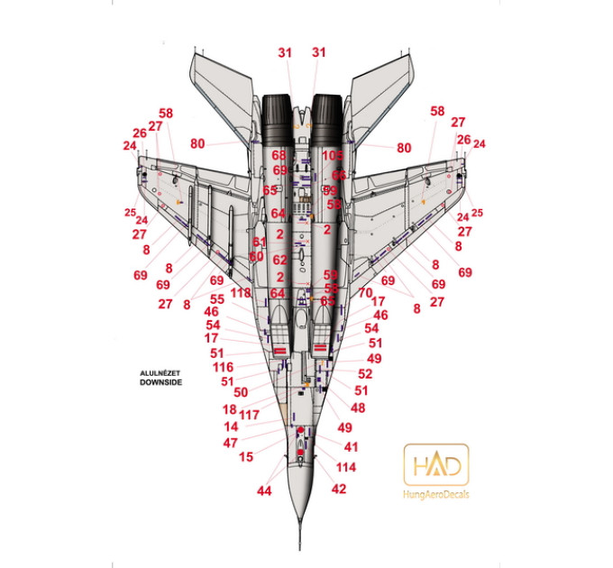 Декаль МіГ-29 1/48 руські тех. написи HADmodels 48111