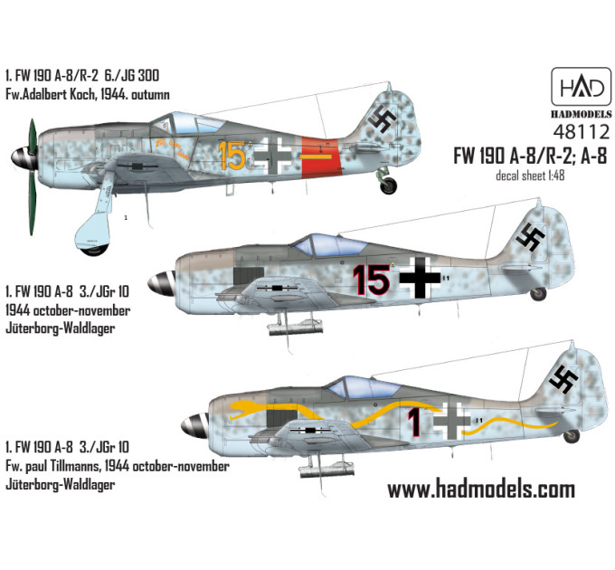 Декаль Fw 190A-8 / R2 1/48 частина 1 HADmodels 48112