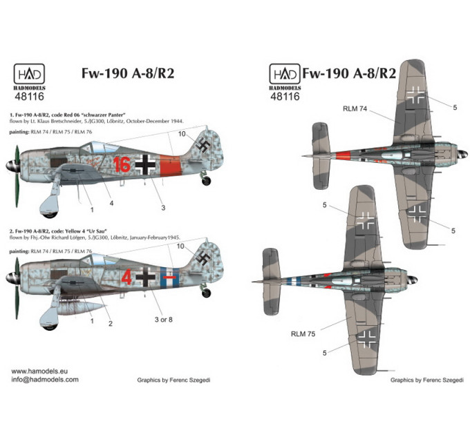 Декаль Fw 190A-8 / R2 1/48 частина 2 HADmodels 48116