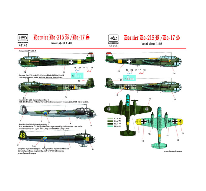 Декаль Do 215B / Do 17S 1/48 частина 2 HADmodels 48146