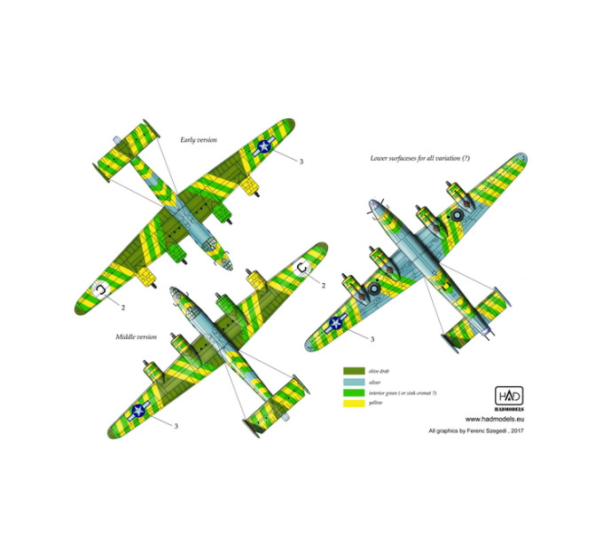 Декаль B-24D 1/48 Зелений дракон ВПС США частина 1 HADmodels 48152