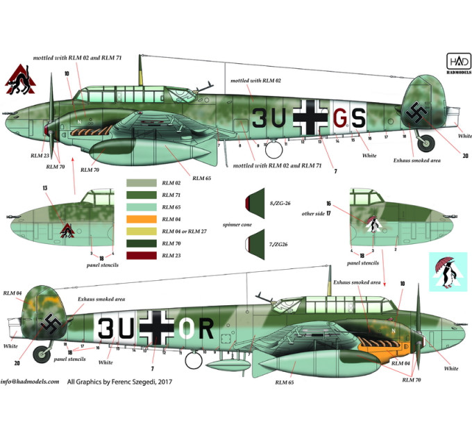Декаль Bf 110D-3 / E-2 1/48 Africa частина 2 HADmodels 48155