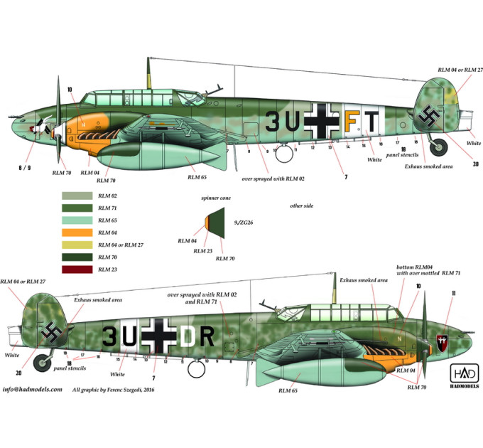 Декаль Bf 110D-3 / E-2 1/48 Africa частина 2 HADmodels 48155