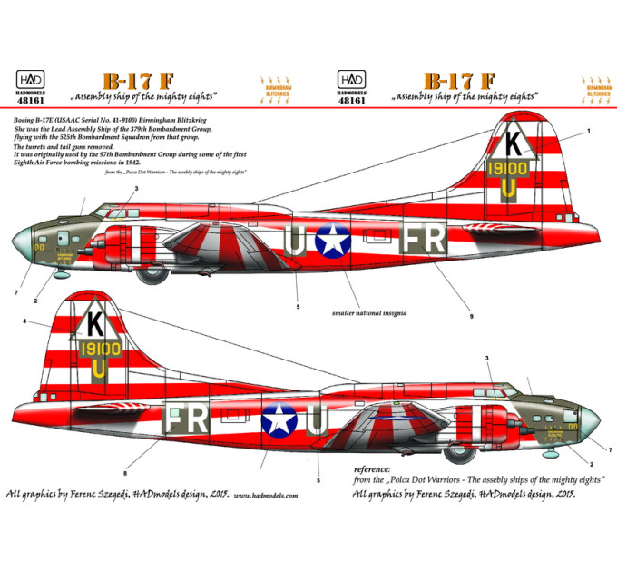 Декаль B-17E 1/48 HADmodels 48161