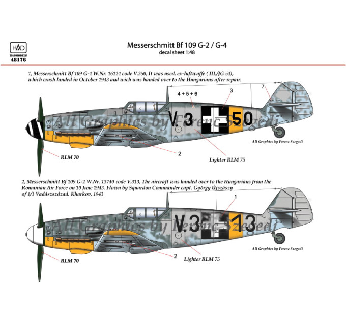Декаль Bf 109G-2 / G-4 1/48 HADmodels 48176