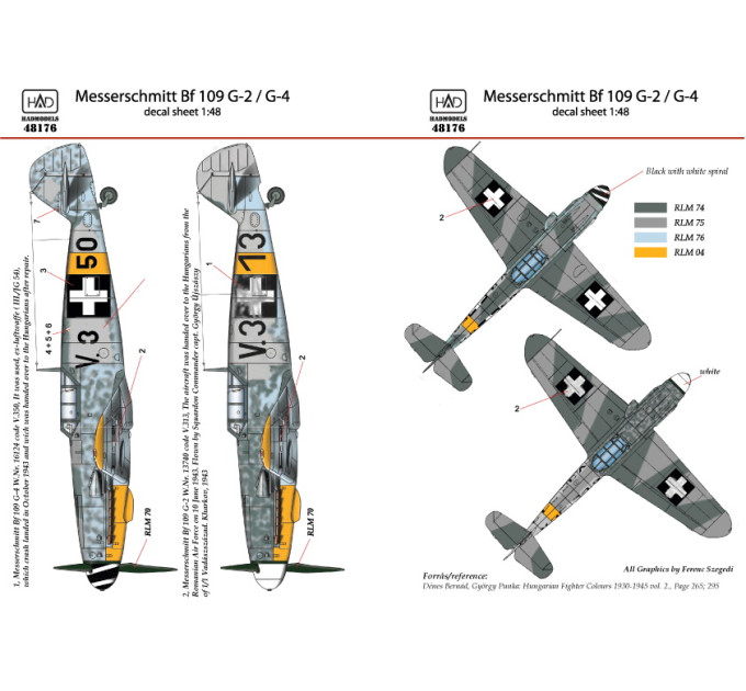 Декаль Bf 109G-2 / G-4 1/48 HADmodels 48176