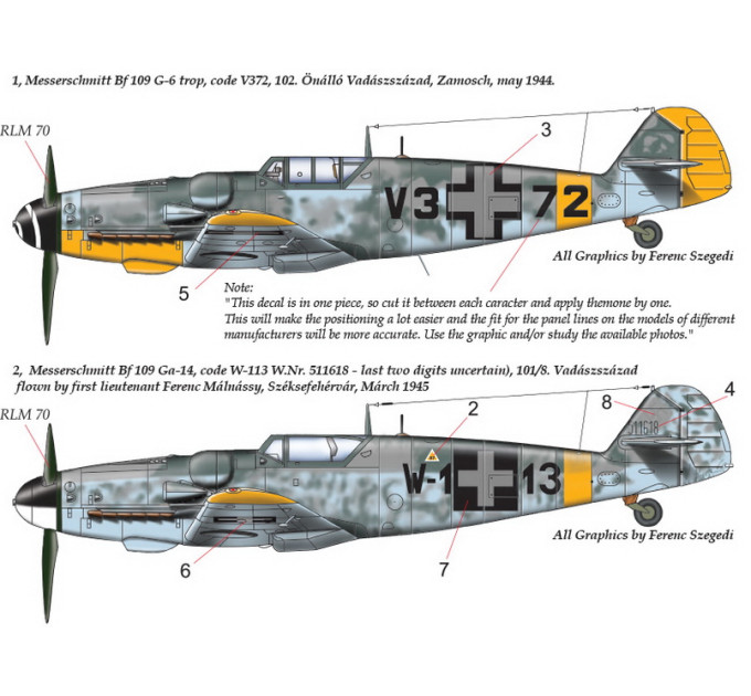 Декаль Bf 109G-14 / G-6 1/48 HADmodels 48177