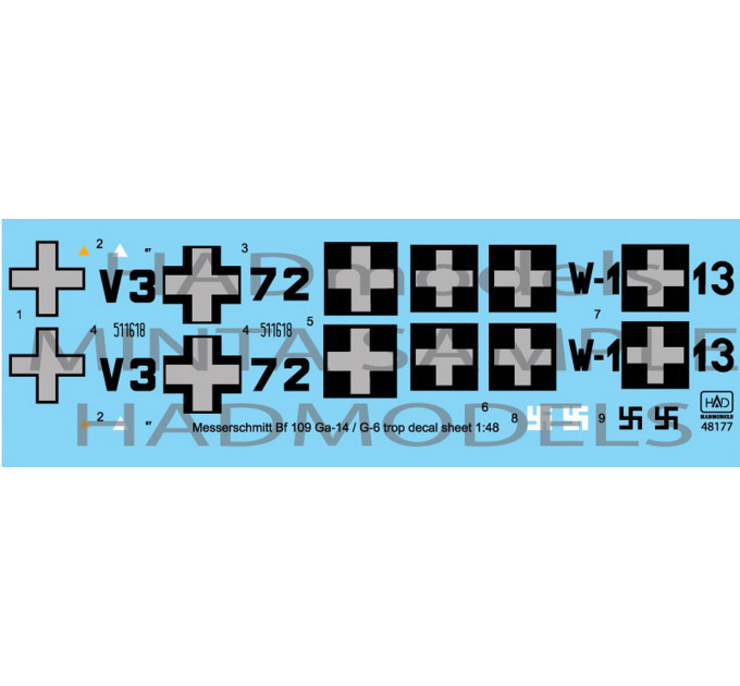 Декаль Bf 109G-14 / G-6 1/48 HADmodels 48177