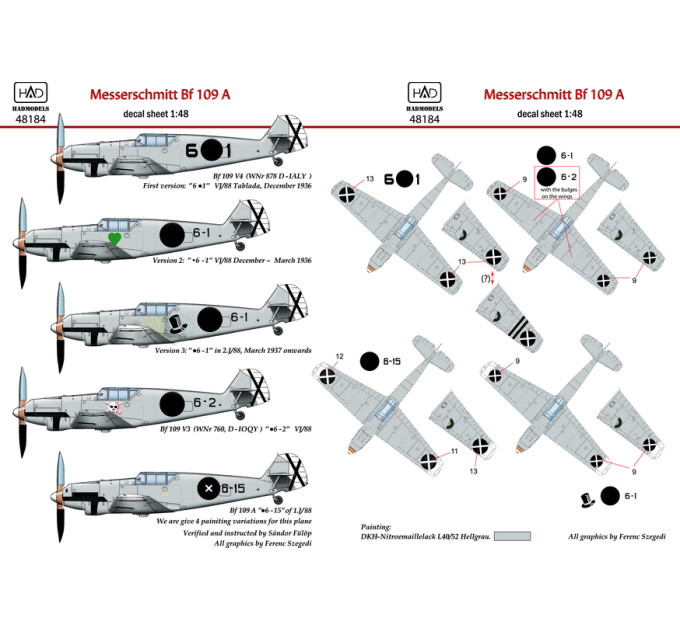 Декаль Bf 109A 1/48 HADmodels 48184