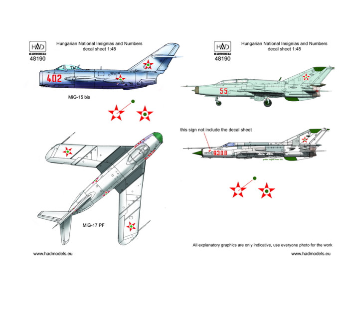 Декаль національні відзнаки для МіГів 1/48 HADmodels 48190