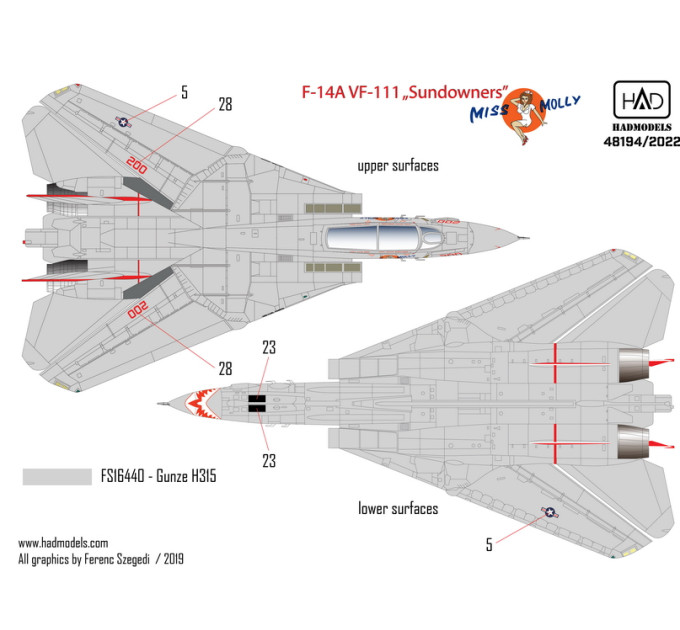 Декаль F-14A VF111 1/48 HADmodels 48194