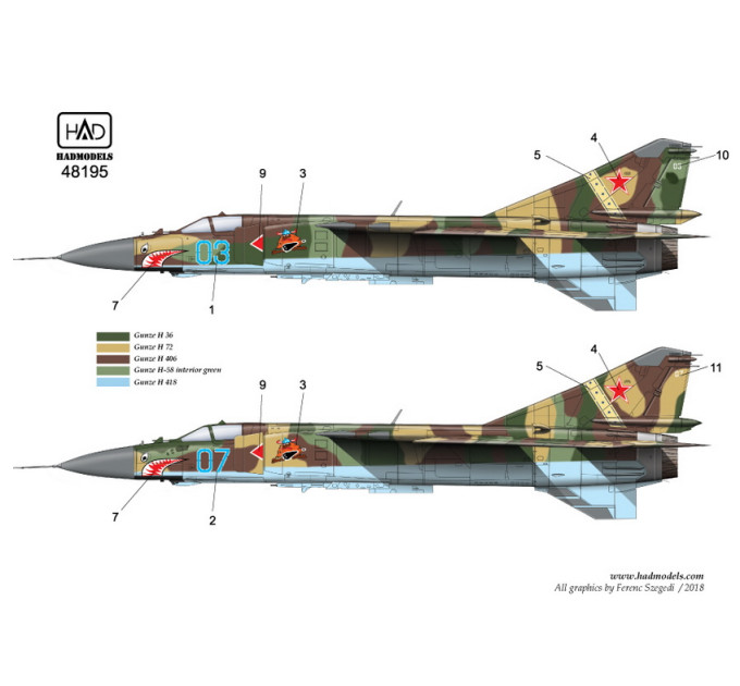 Декаль МіГ-23 1/48 HADmodels 48195