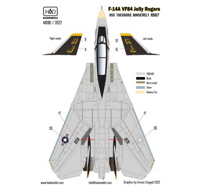 Декаль F-14A VF-84 1/48 Jolly Rogers HADmodels 48196