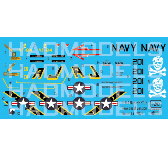 Декаль F-14A VF-84 1/48 Jolly Rogers HADmodels 48196