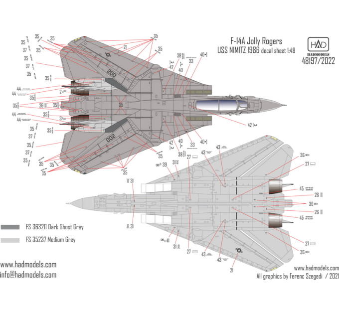 Декаль F-14A VF-84 1/48 Jolly Rogers HADmodels 48197