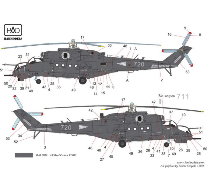 Декаль Мі-24В 1/48 в Угорщині HADmodels 48198