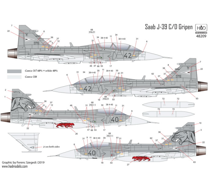 Декаль Jas 39 1/48 HADmodels 48209
