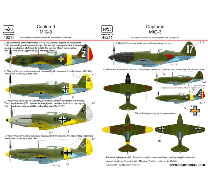 Декаль МіГ-3 1/48 частина 3 HADmodels 48211