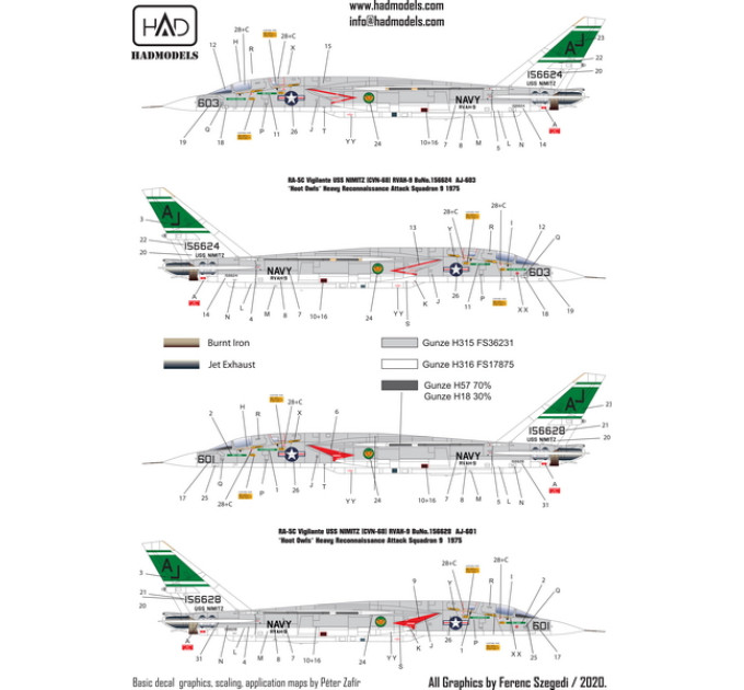 Декаль RA-5C 1/48 частина 1 HADmodels 48214