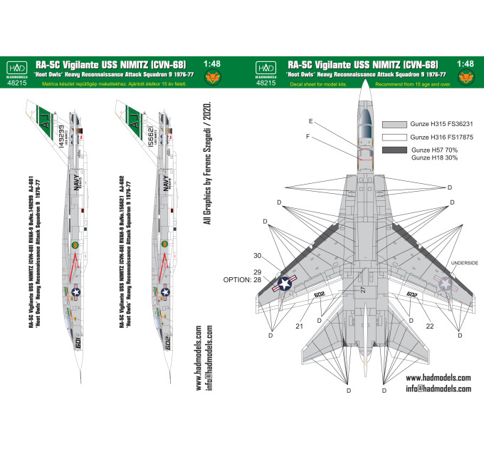 Декаль RA-5C 1/48 частина 2 HADmodels 48215