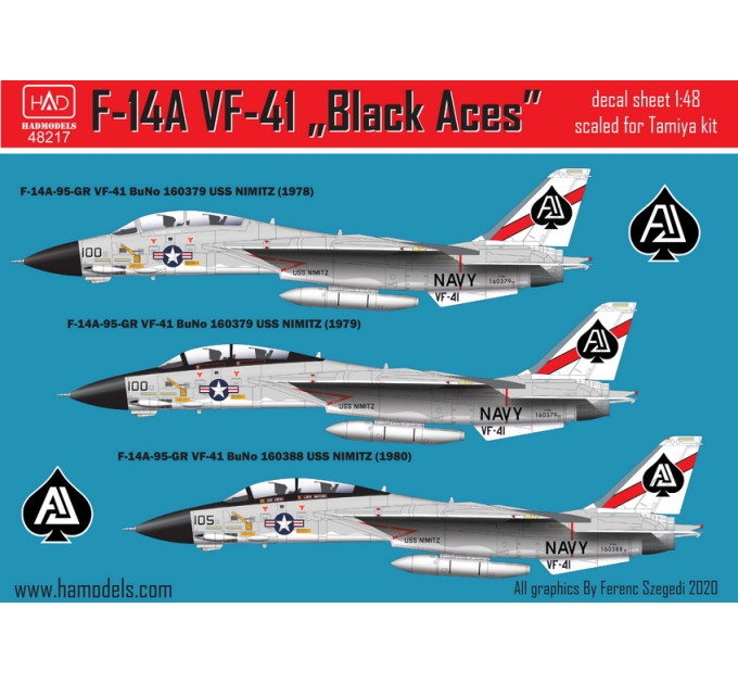 Декаль F-14A 1/48 Black Aces/ USS Nimitz HADmodels 48217