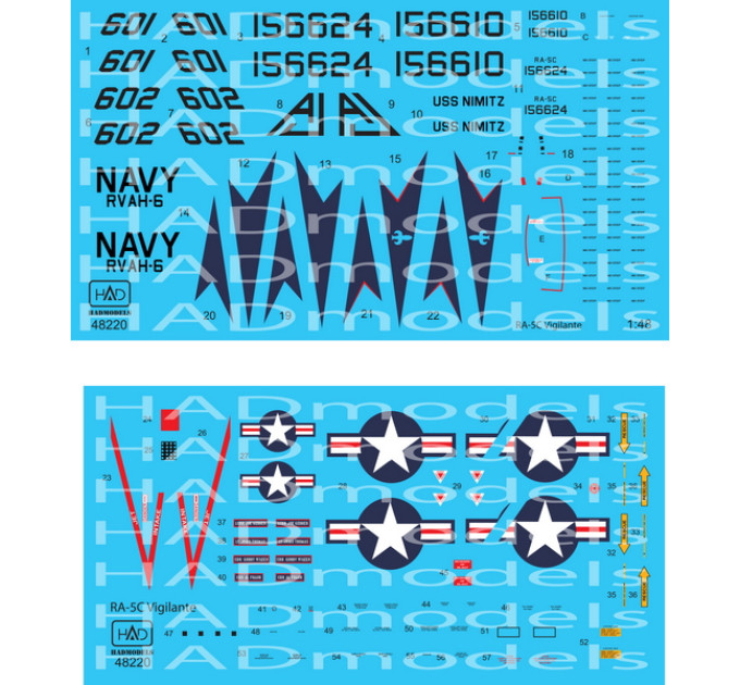 Декаль RA-5C 1/48 Vigilante USS NIMITZ HADmodels 48220