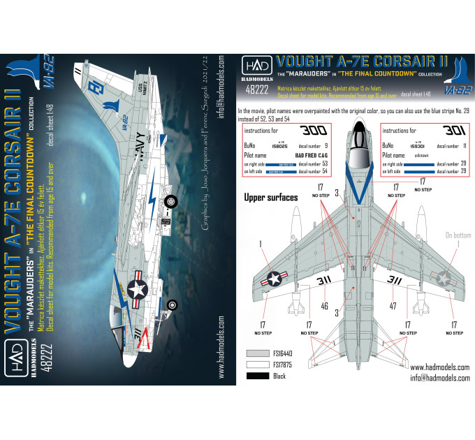 Декаль A-7E VA-82 1/48 Corsair II HADmodels 48222