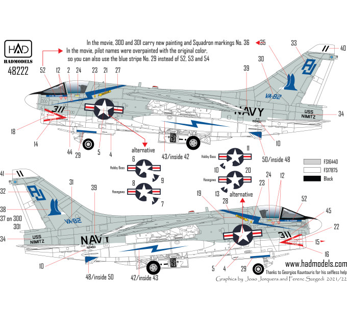 Декаль A-7E VA-82 1/48 Corsair II HADmodels 48222