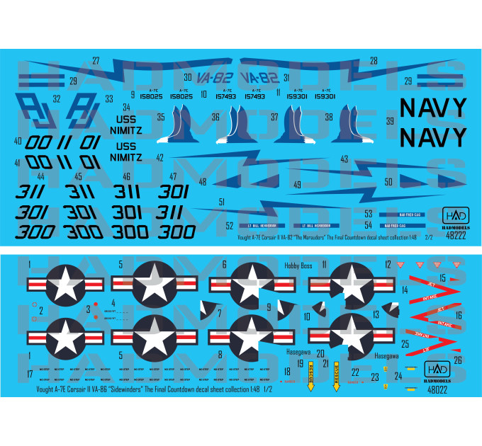 Декаль A-7E VA-82 1/48 Corsair II HADmodels 48222