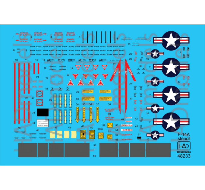 Декаль F-14A 1/48 тех. написи HADmodels 48233