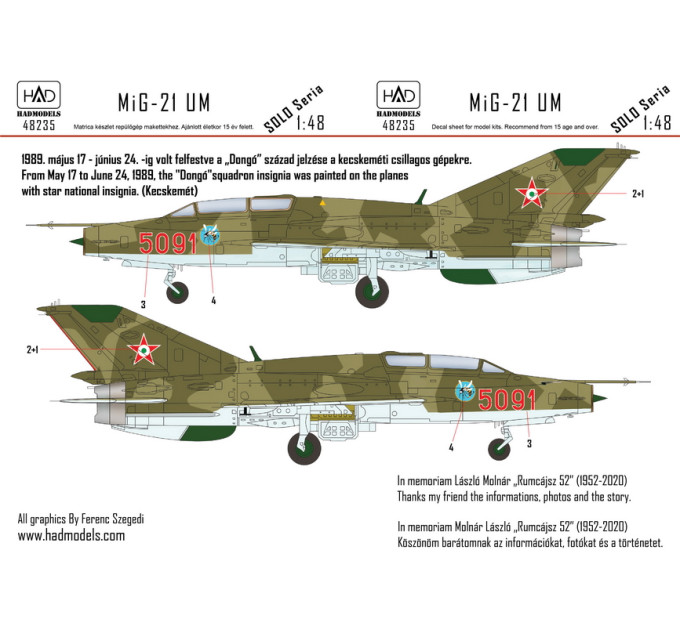 Декаль МіГ-21УМ 1/48 HADmodels 48235