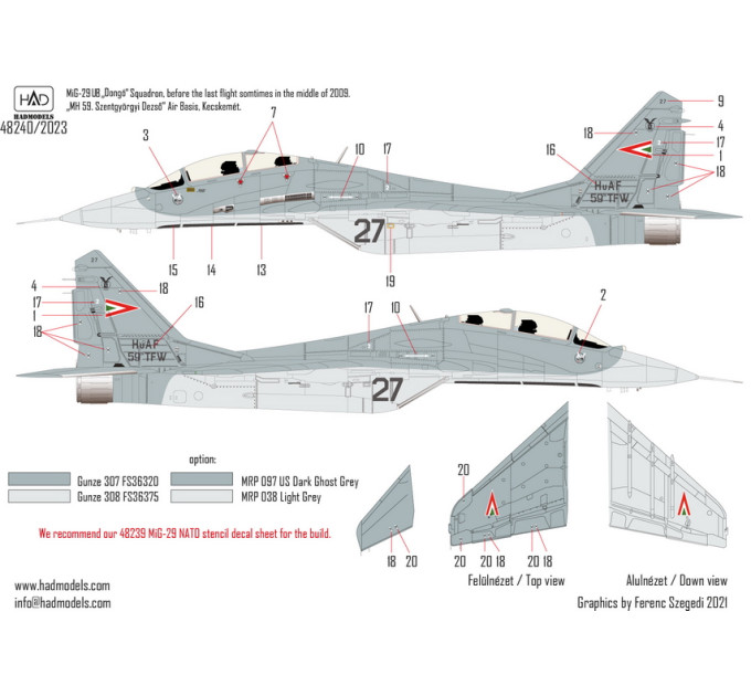Декаль МіГ-29 1/48 Угорських ВПС у НАТО HADmodels 48240