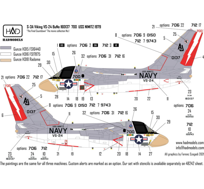 Декаль S-3A 1/48 Viking HADmodels 48241