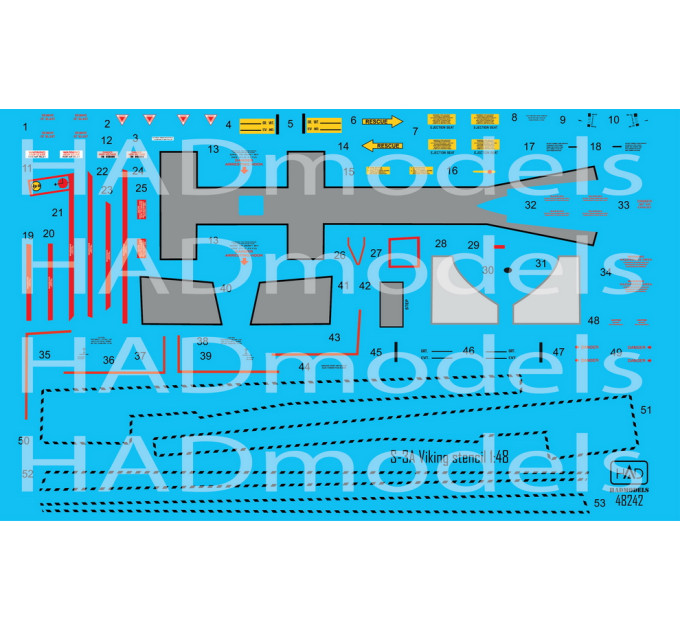 Декаль S-3A 1/48 Viking тех. написи HADmodels 48242