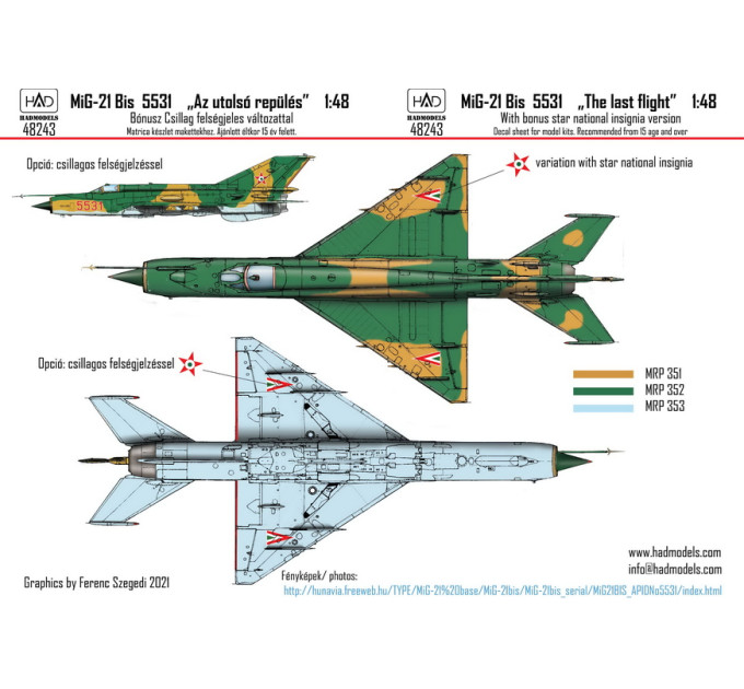 Декаль МіГ-21БіС 1/48 HADmodels 48243