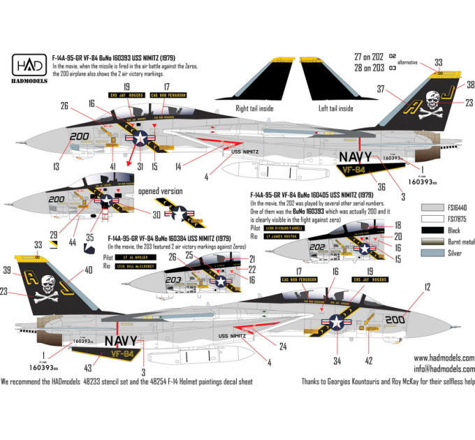 Декаль F-14A Jolly Rogers 1/48 частина 2 HADmodels 48251