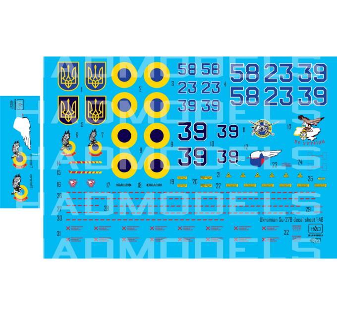 Декаль Су-27 Flanker 1/48 Українських ВПС HADmodels 48257